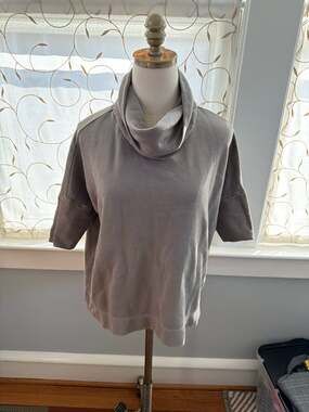 Standard James Perse Gray Cowl Neck Short Sleeve French Terry Sweatshirt